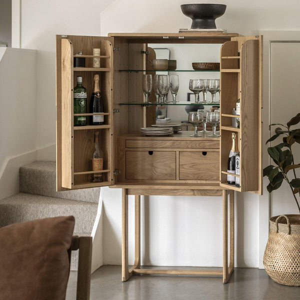 Folk Oak - Drinks Cabinet - Natural or Smoked - Distinctly Living