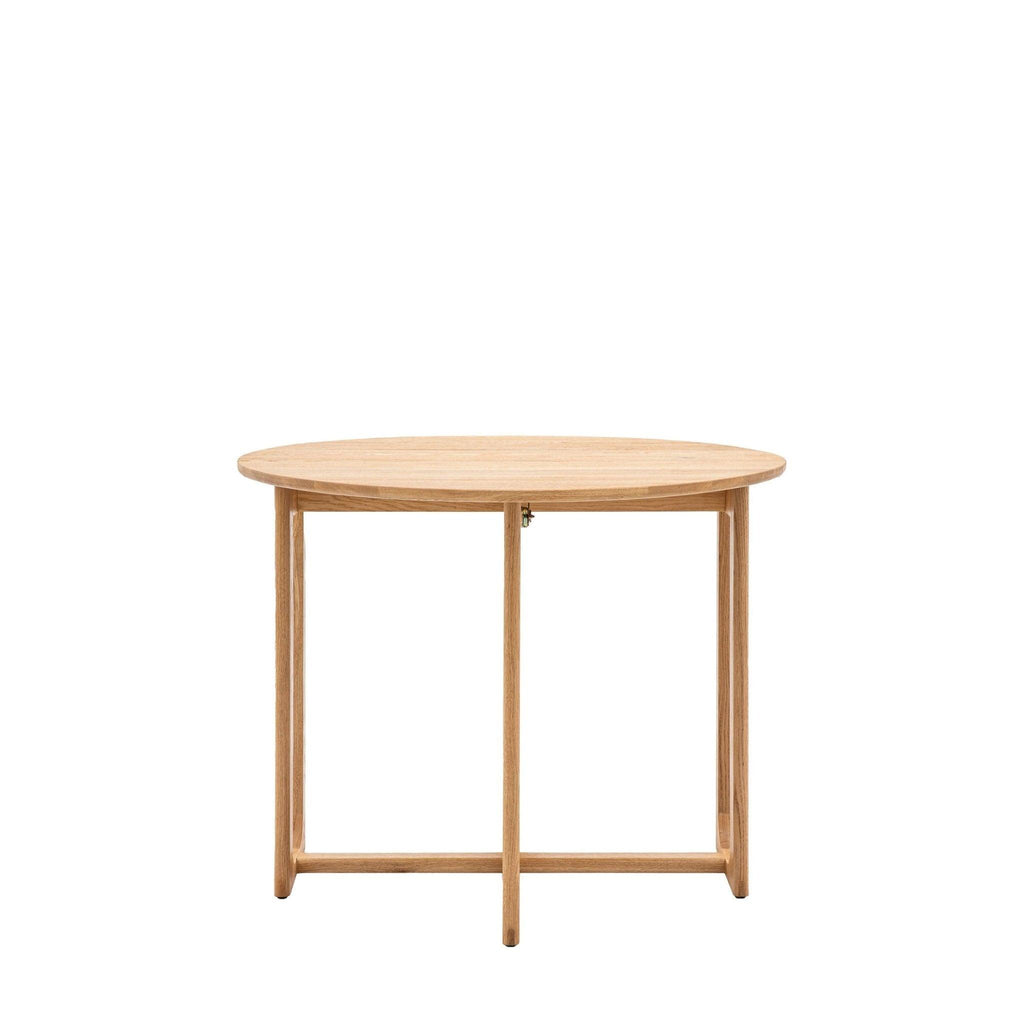 Folk Oak Round Folding Dining Table - Natural or Smoked - Distinctly Living 