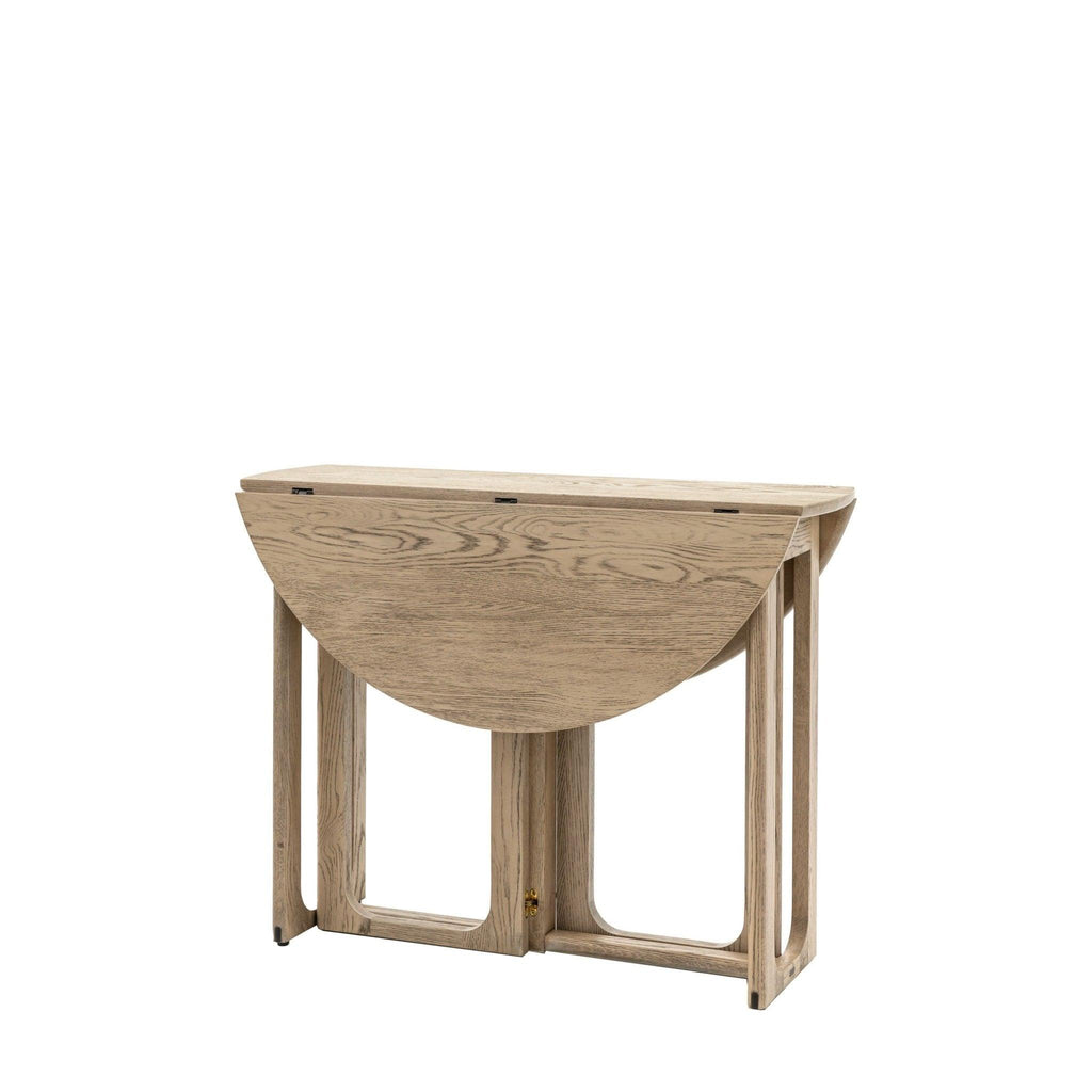 Folk Oak Round Folding Dining Table - Natural or Smoked - Distinctly Living 