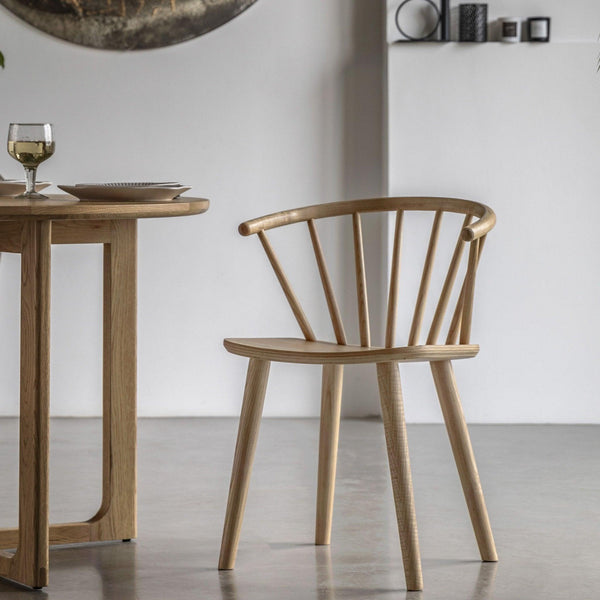 Pair of Folk Oak Dining Chairs - Natural or Mocha - Distinctly Living