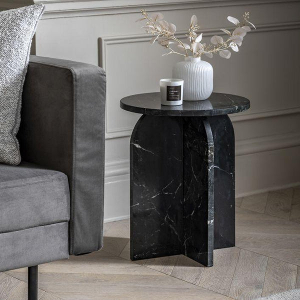 Pisa - Marble Side Table - White or Black - Distinctly Living