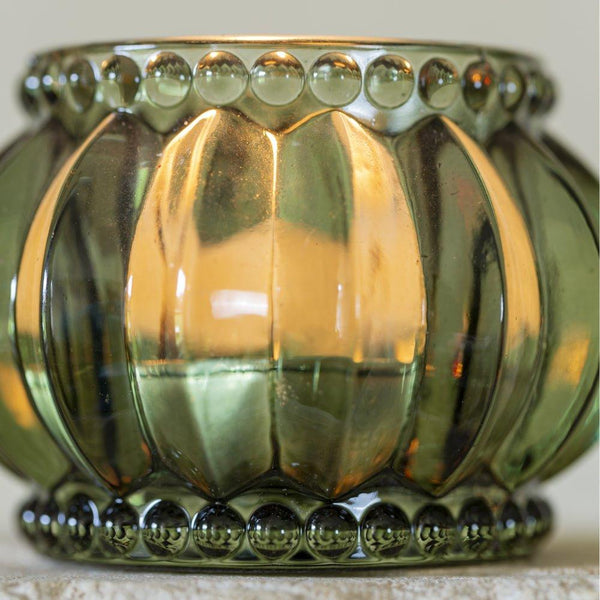 Scalloped Votive - Moss Green Glass - Distinctly Living