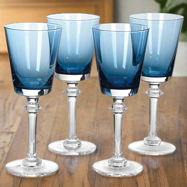 Set of 4 Blue Wine Glasses - Distinctly Living 