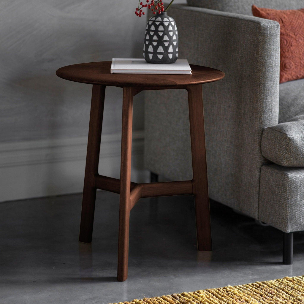 Valencia Round Side Table in Walnut - Distinctly Living