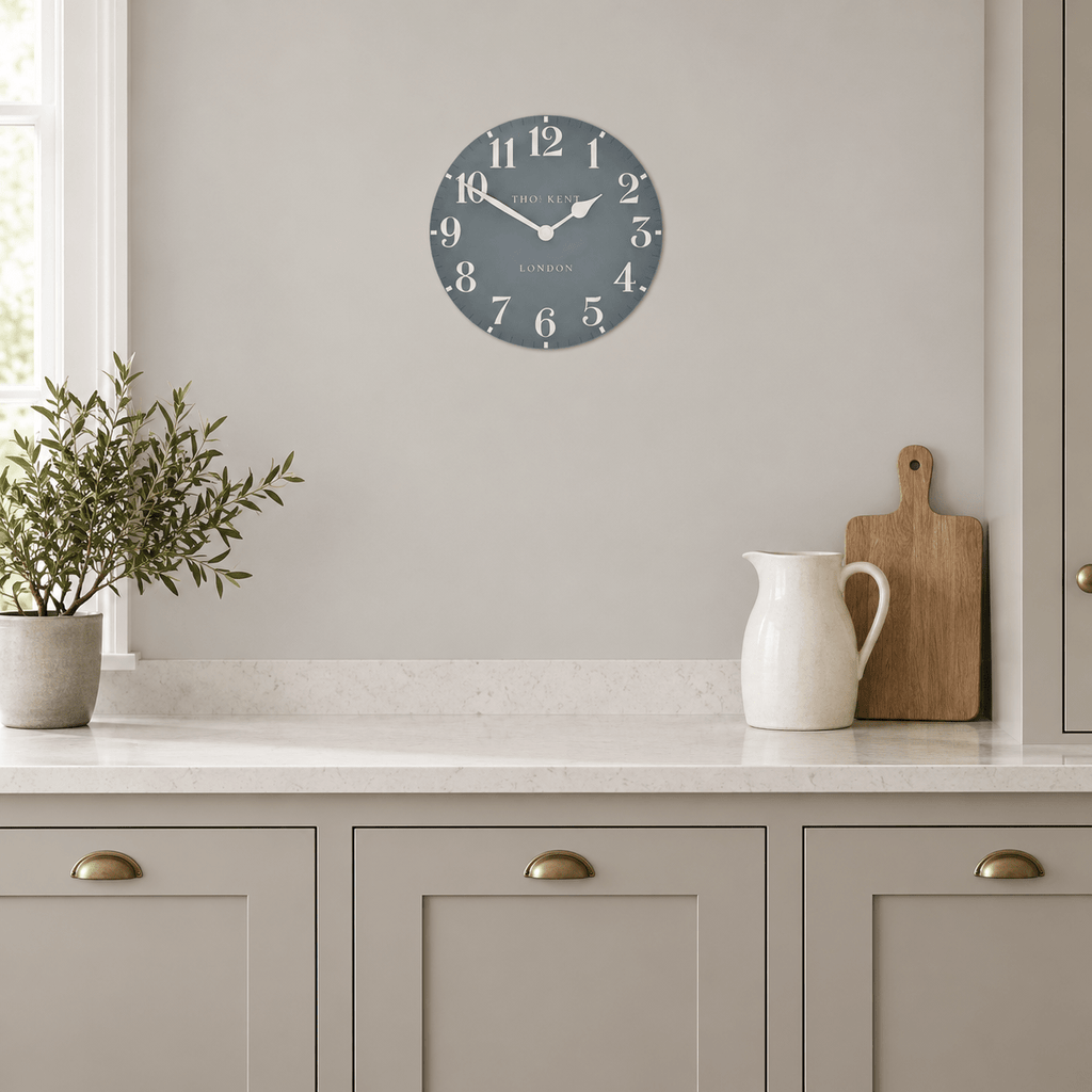 12" Arabic Wall Clock Flax Blue - Distinctly Living