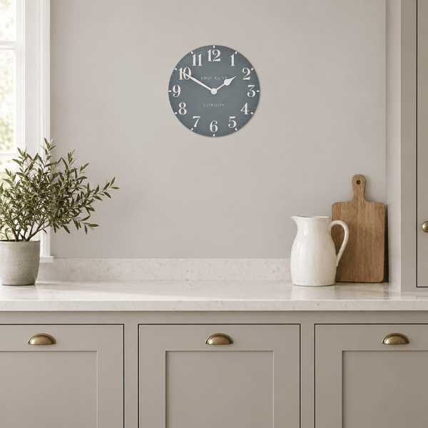 12" Arabic Wall Clock Flax Blue - Distinctly Living