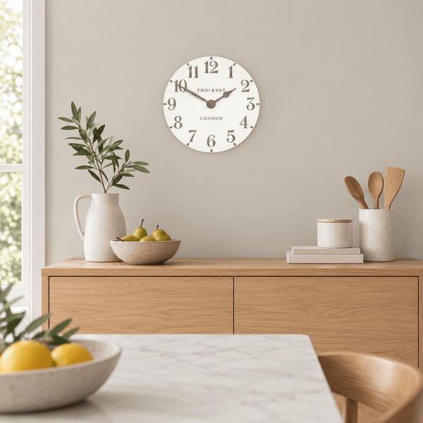 12" Arabic Wall Clock Limestone - Distinctly Living