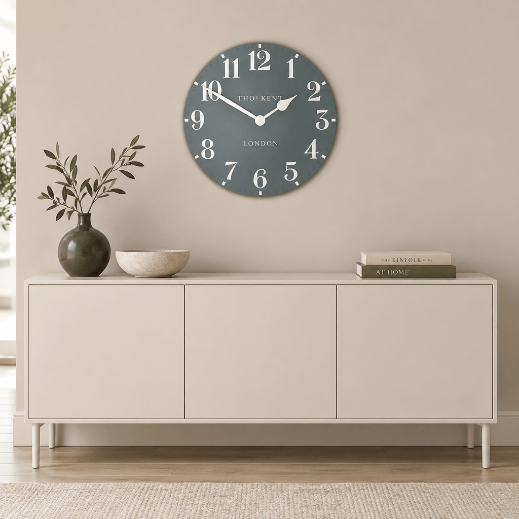 20" Arabic Wall Clock Flax Blue - Distinctly Living
