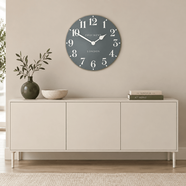 20" Arabic Wall Clock Flax Blue - Distinctly Living