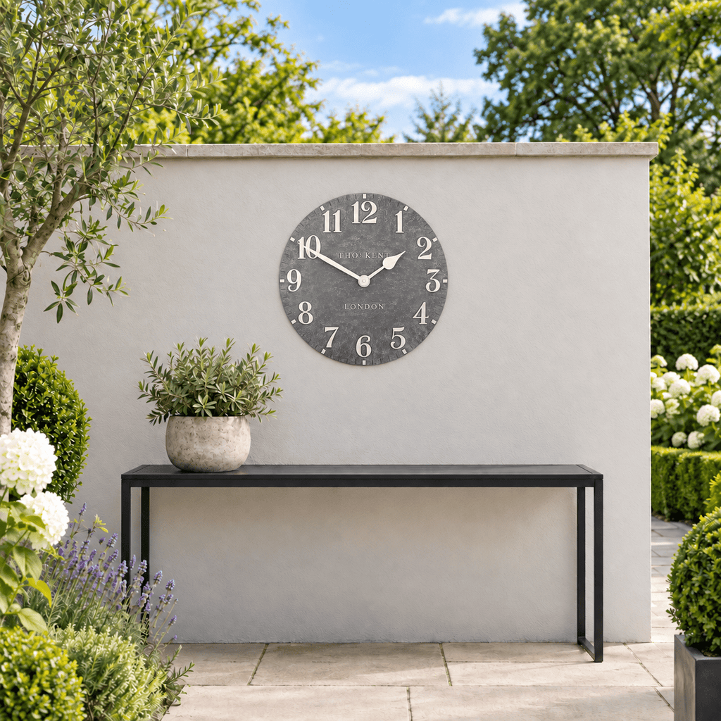 20" Outdoor Wall Clock Arabic Cement - Distinctly Living