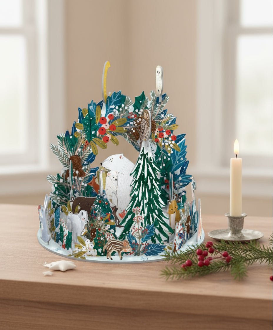 3D Christmas Advent Scene - Snowy Forest Bears - Distinctly Living