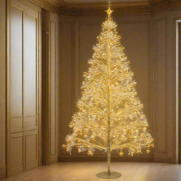 Decorative tree with lights on a white background