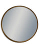 Round wall mirror with antique gold frame, 80cm diameter, white background