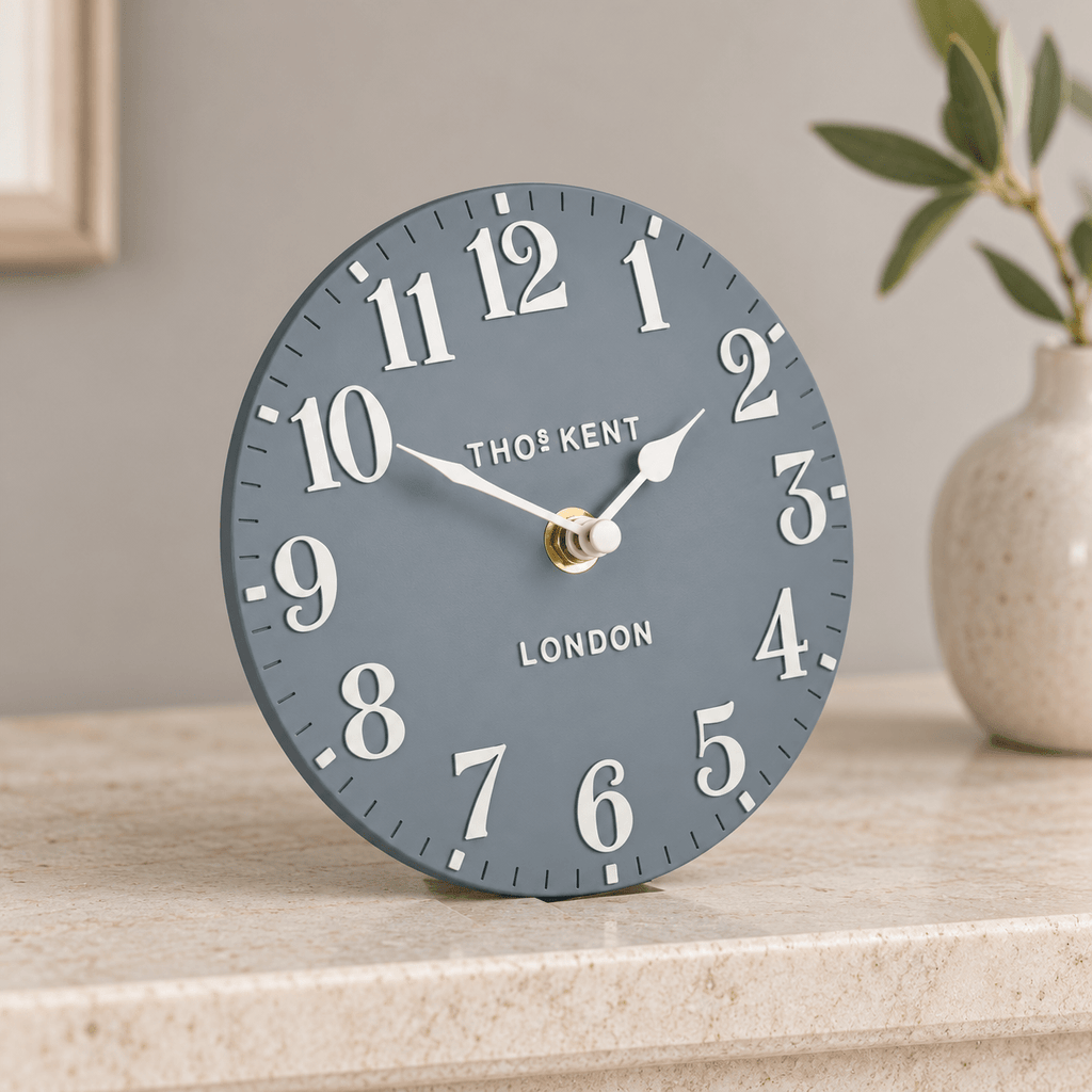 6" Arabic Mantel Clock Flax Blue - Distinctly Living