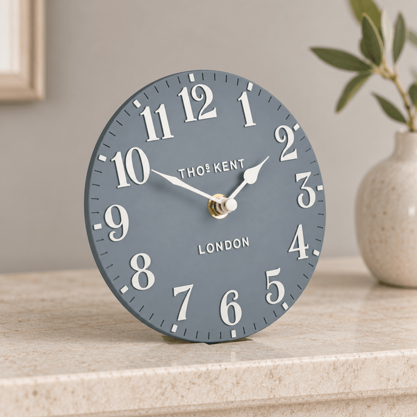 6" Arabic Mantel Clock Flax Blue - Distinctly Living