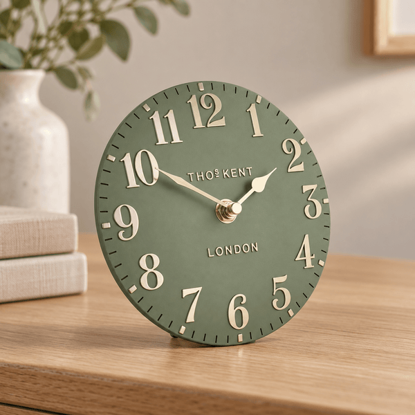 6" Arabic Mantel Clock Lichen Green - Distinctly Living