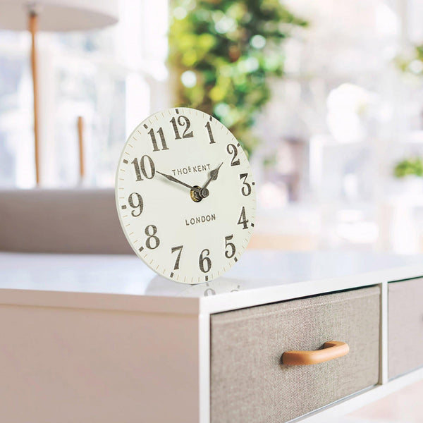 6" Arabic Mantel Clock Limestone - Distinctly Living