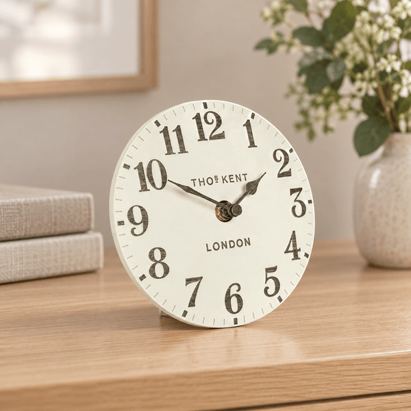 6" Arabic Mantel Clock Limestone - Distinctly Living