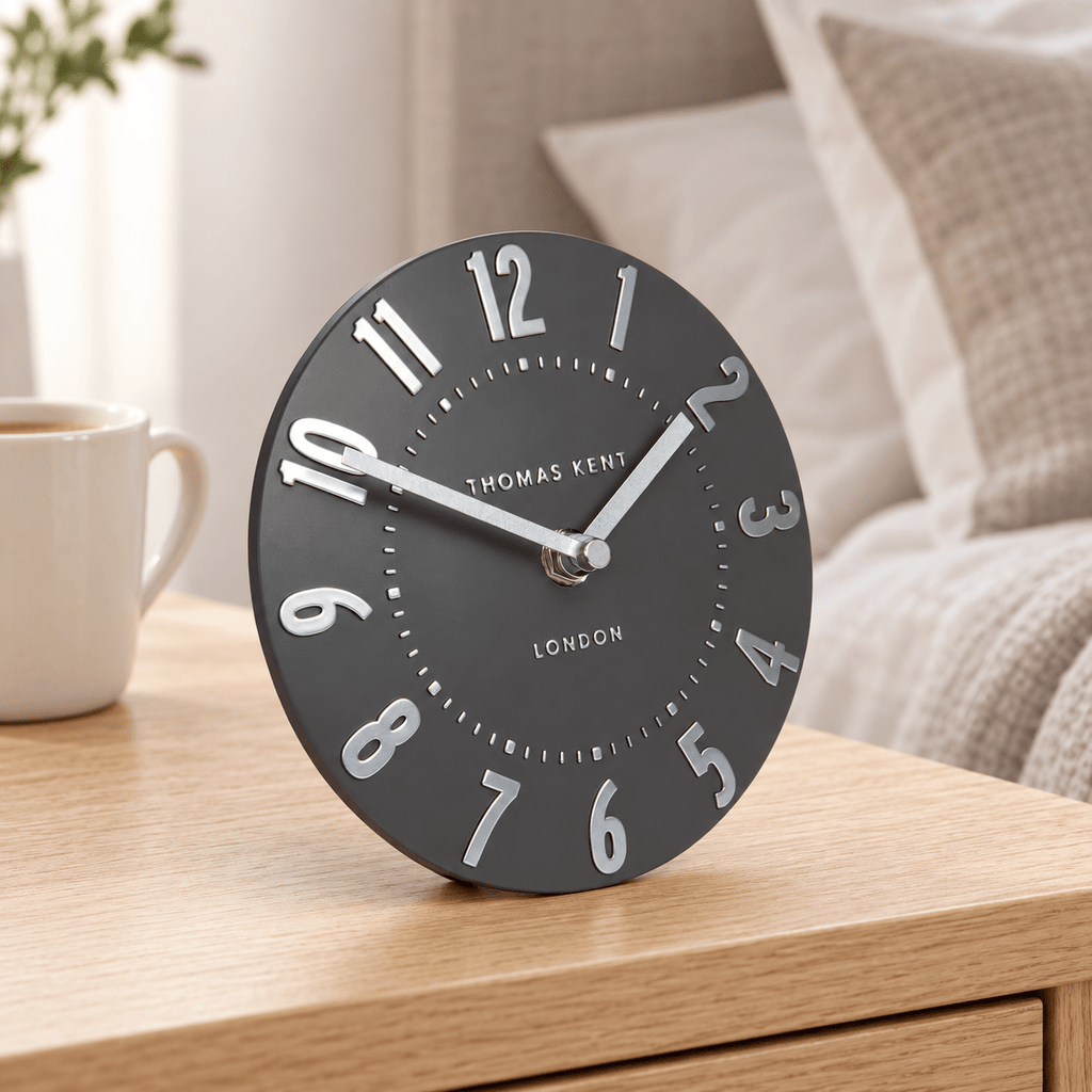 6" Mulberry Mantel Clock Graphite Silver - Distinctly Living