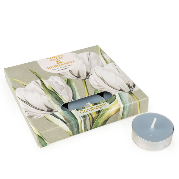 9 Pack Tealights - White Tulip & Bergamot - Distinctly Living