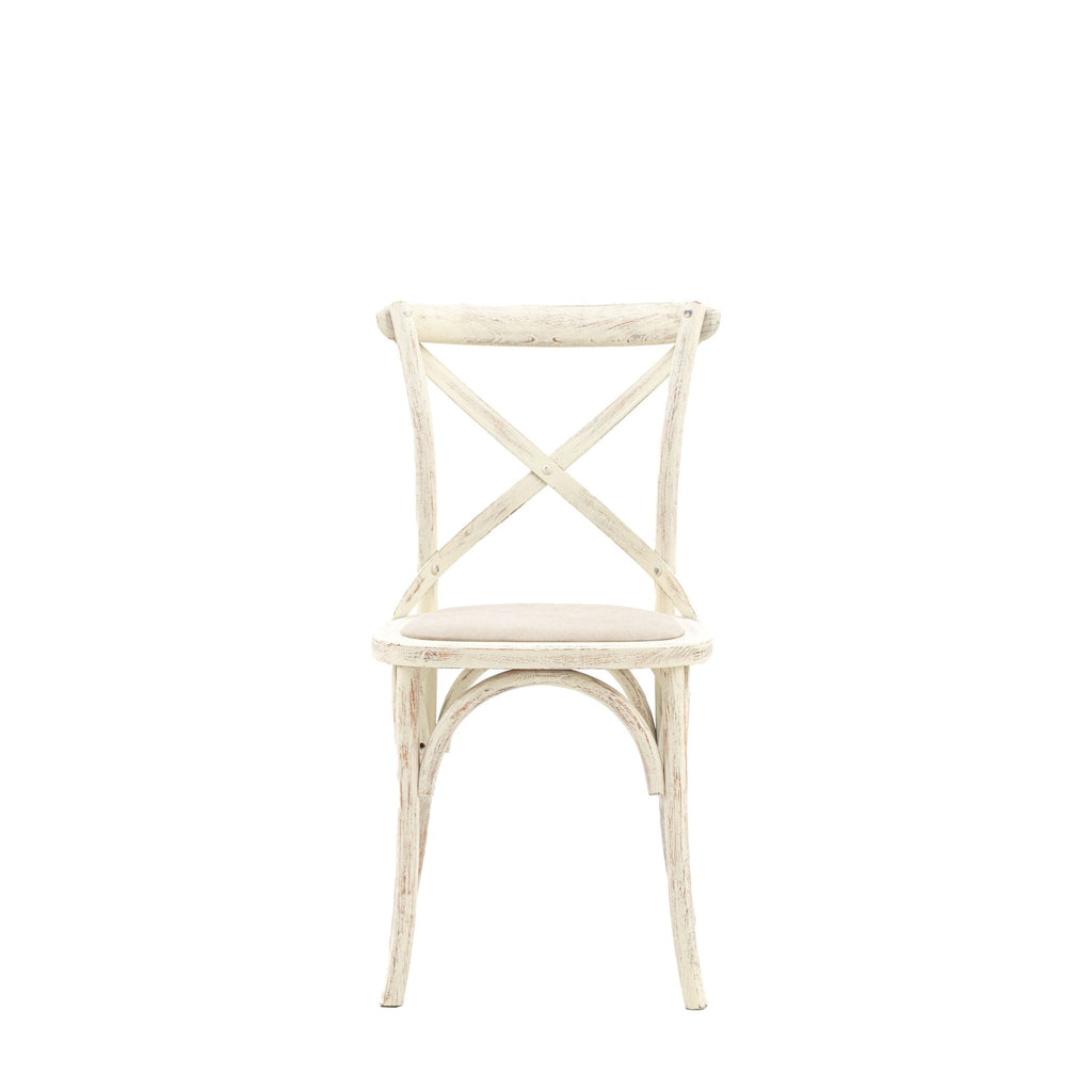 A Set of Two Paris Bistro Chairs With Canvas Seat - Beach White, Slate or Natural - Distinctly Living