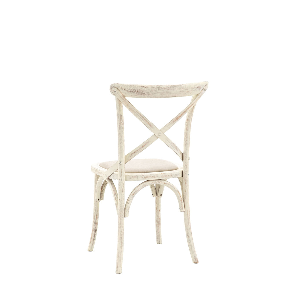 A Set of Two Paris Bistro Chairs With Canvas Seat - Beach White, Slate or Natural - Distinctly Living