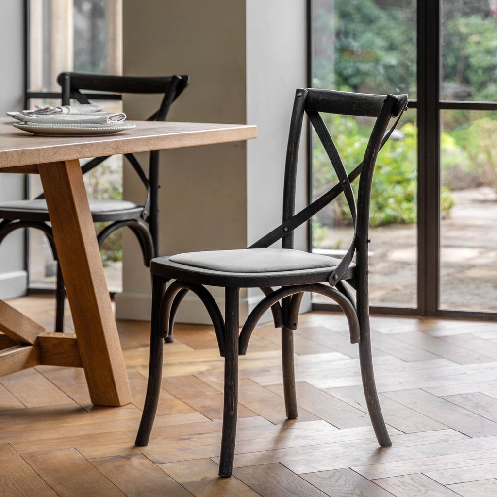 A Set of Two Paris Bistro Chairs With Canvas Seat - Beach White, Slate or Natural - Distinctly Living