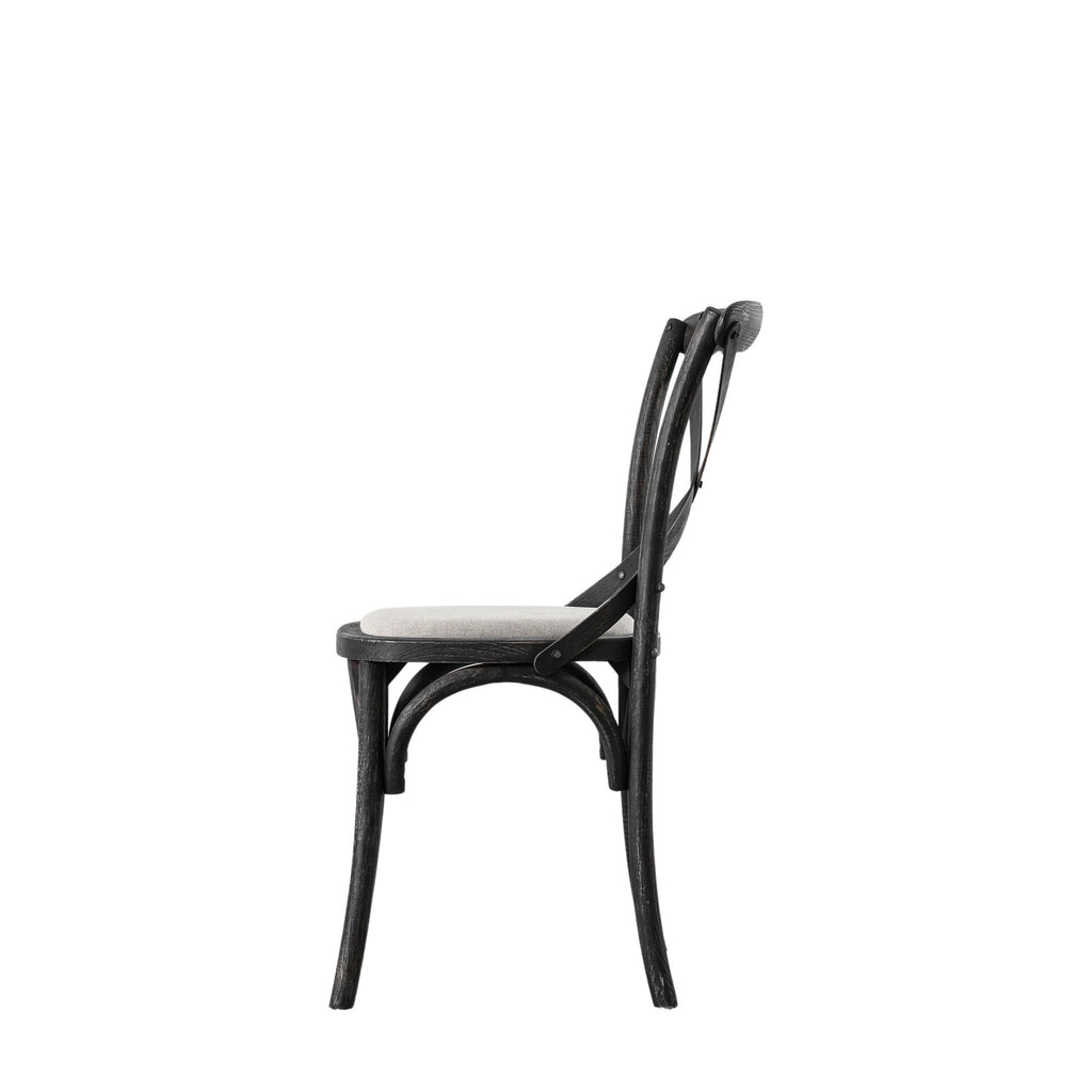A Set of Two Paris Bistro Chairs With Canvas Seat - Beach White, Slate or Natural - Distinctly Living