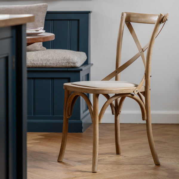 A Set of Two Paris Bistro Chairs With Canvas Seat - Beach White, Slate or Natural - Distinctly Living