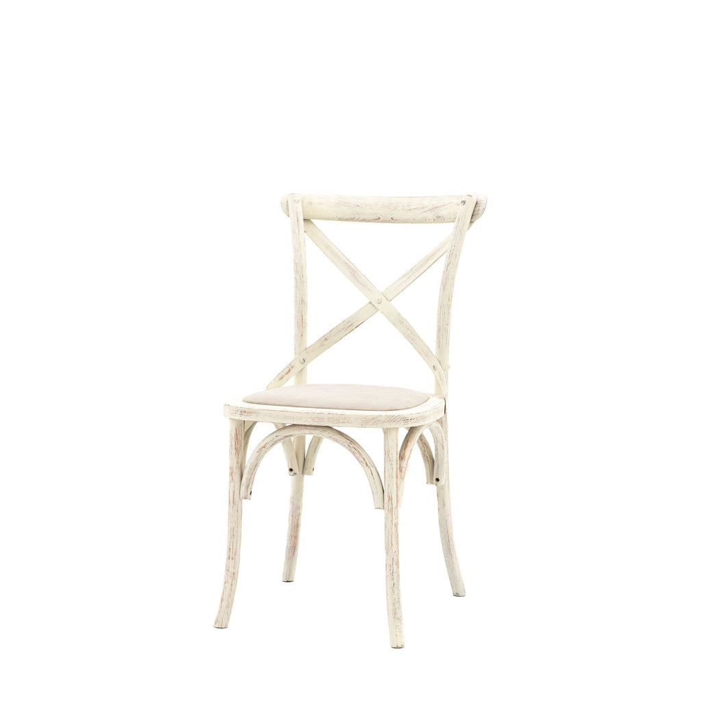 A Set of Two Paris Bistro Chairs With Canvas Seat - Beach White, Slate or Natural - Distinctly Living