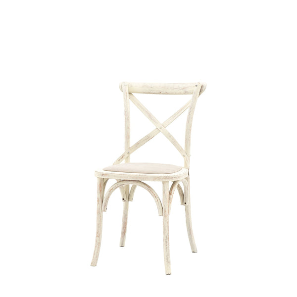 A Set of Two Paris Bistro Chairs With Canvas Seat - Beach White, Slate or Natural - Distinctly Living