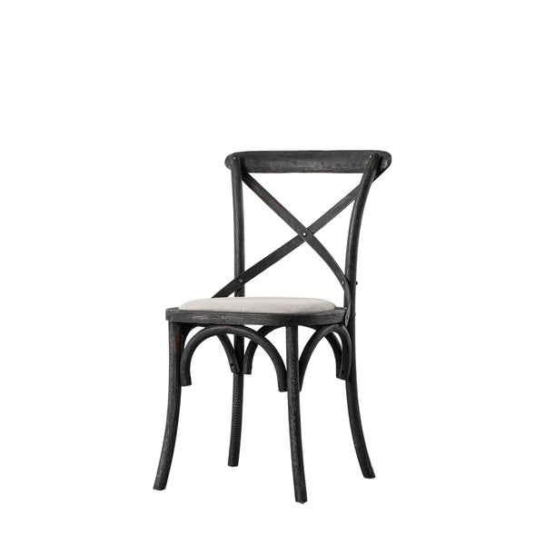A Set of Two Paris Bistro Chairs With Canvas Seat - Beach White, Slate or Natural - Distinctly Living