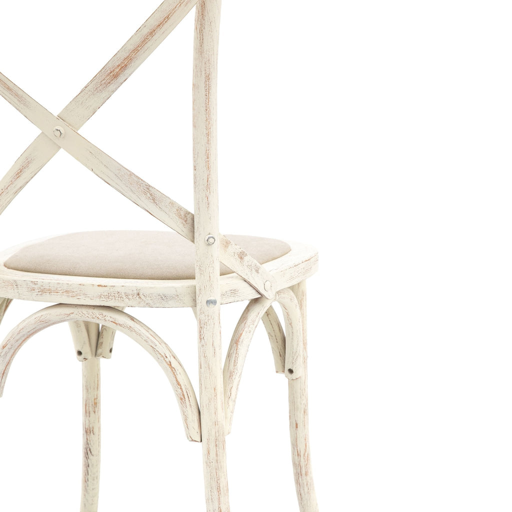 A Set of Two Paris Bistro Chairs With Canvas Seat - Beach White, Slate or Natural - Distinctly Living