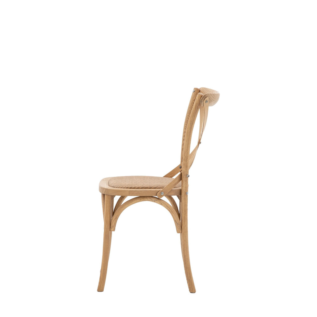 A Set of Two Paris Bistro Chairs With Woven Ratan Seats - Natural - Distinctly Living