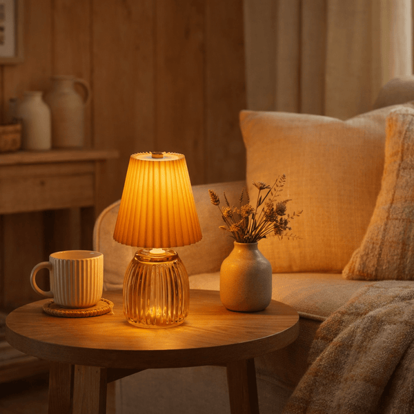 Amber Glass Rechargeable Table Lamp - Distinctly Living