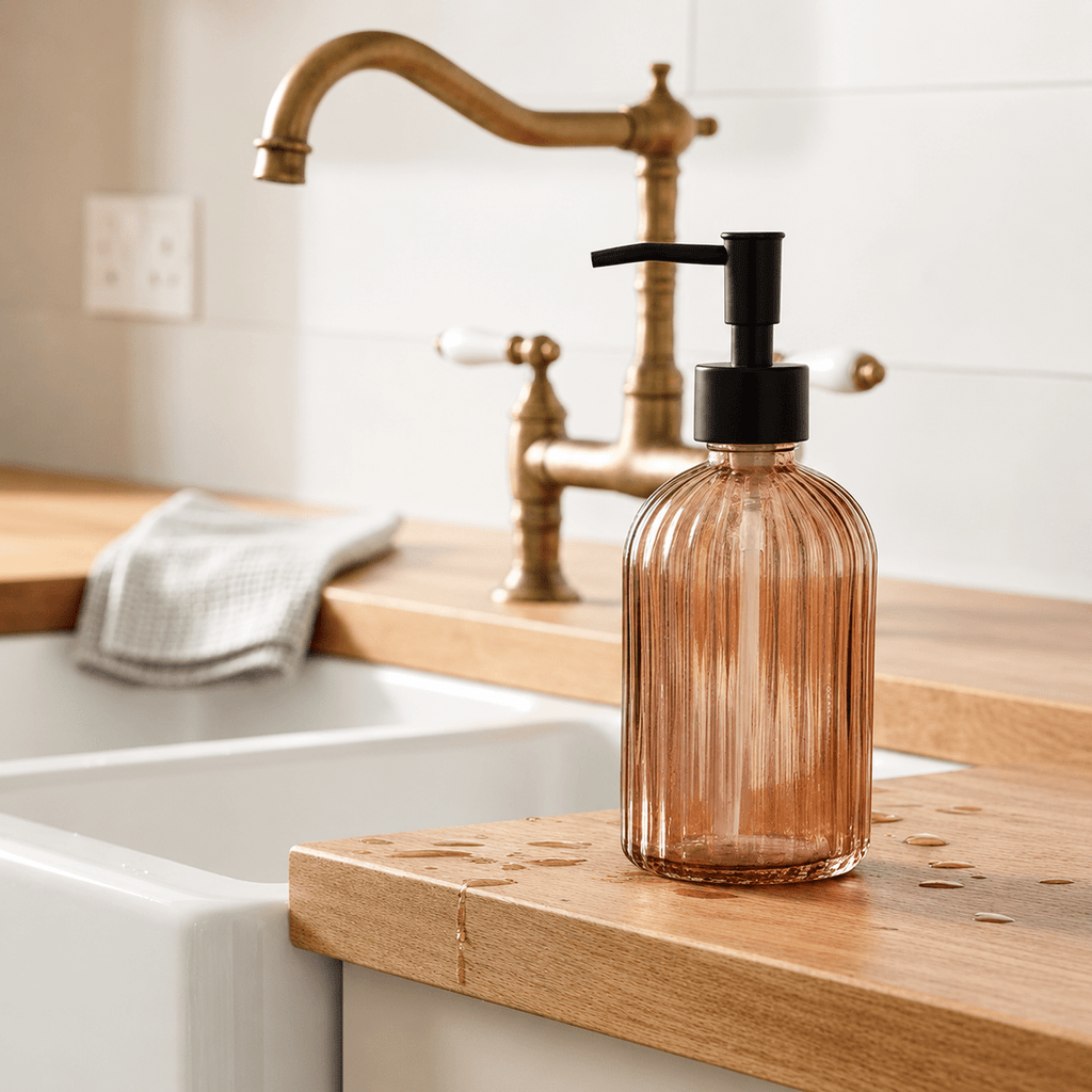 Amber Glass Soap Dispenser - Distinctly Living
