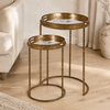 Antique Gold Seed Head Round Tray Table Nest of 2 - Distinctly Living