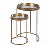 Antique Gold Seed Head Round Tray Table Nest of 2 - Distinctly Living
