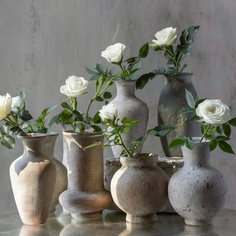 Antique Style Pottery Stem Vases - Distinctly Living