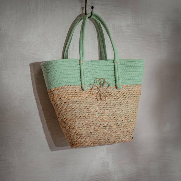 Aqua Seagrass Tote Bag - Distinctly Living