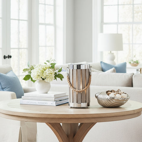 August Wooden Lantern - Grey Wash or Natural - Distinctly Living