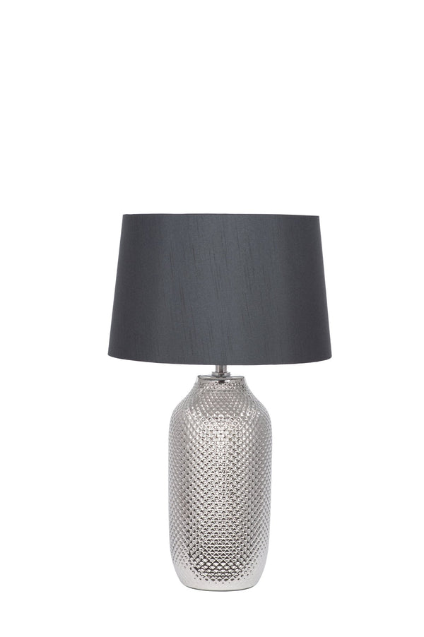 Bergamo Silver or Gold Textured Ceramic Bottle - Table Lamp - Distinctly Living
