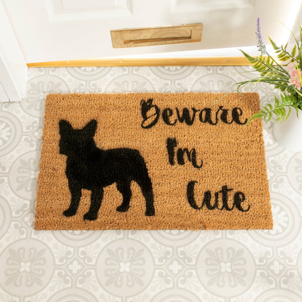 Beware I'm Cute French Bulldog Doormat - Distinctly Living