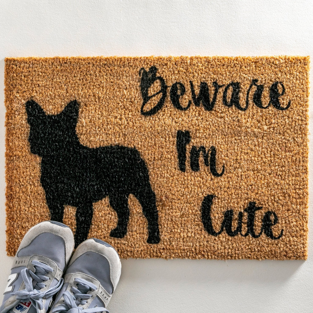 Beware I'm Cute French Bulldog Doormat - Distinctly Living