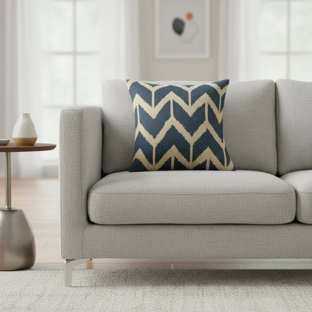 Blue Chevron Cushion - Distinctly Living