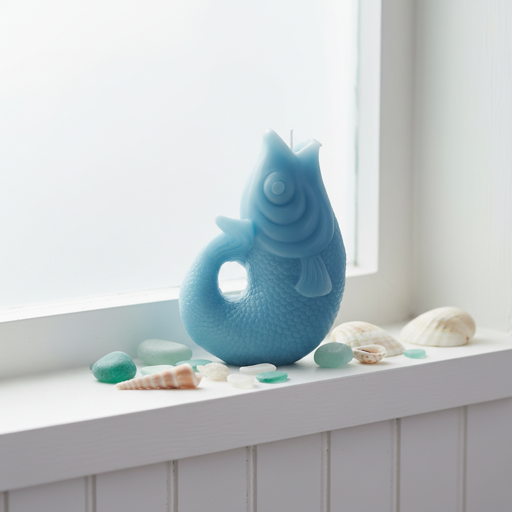 Blue Fish Candle - Clean Coastal Bathroom