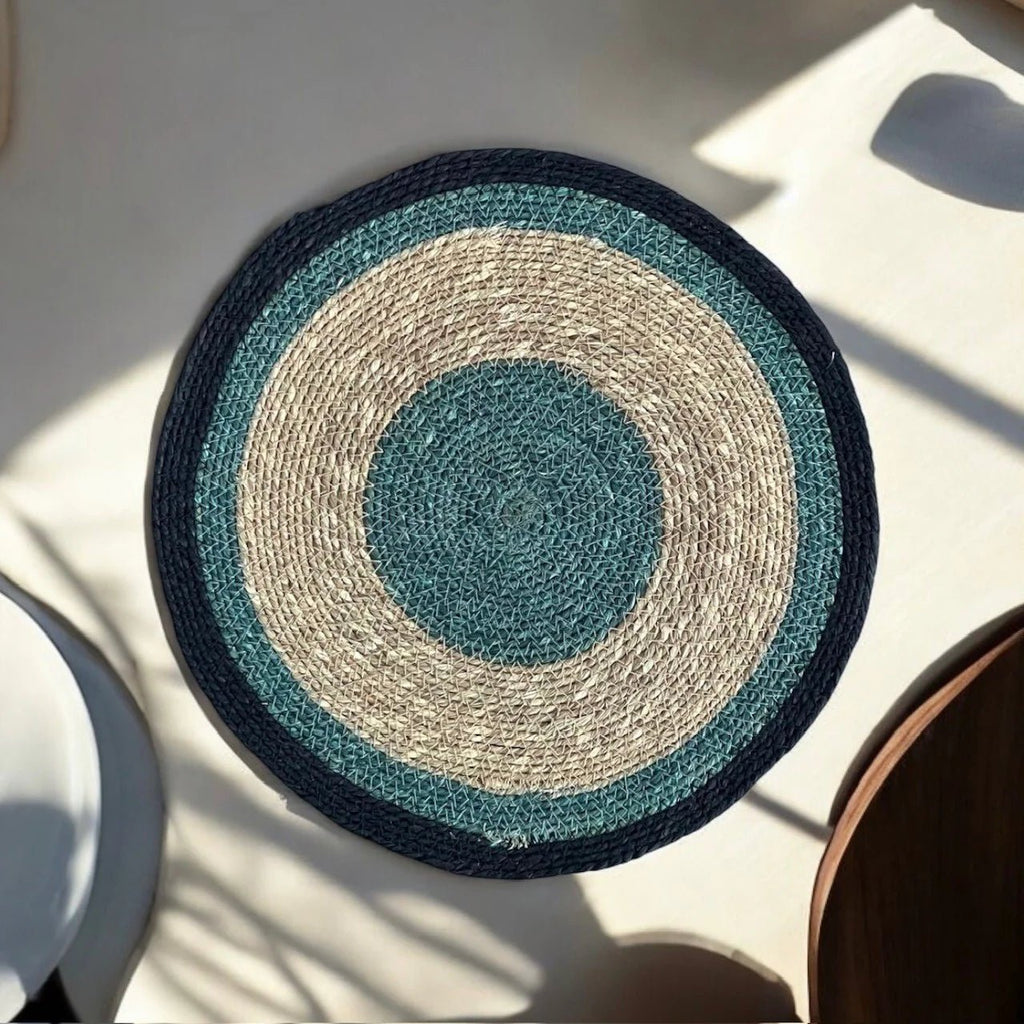 Blue & Natural Seagrass Placemats Set of 4 - Distinctly Living