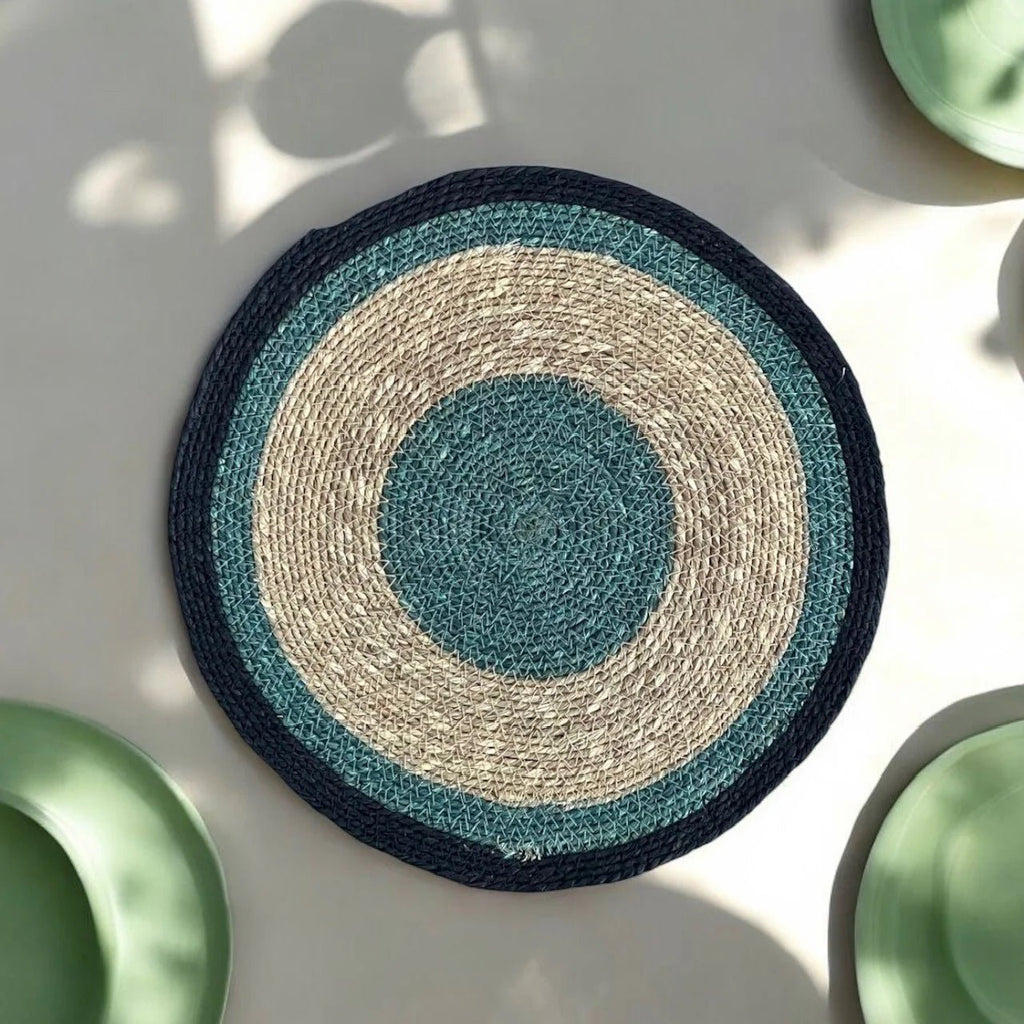 Blue & Natural Seagrass Placemats Set of 4 - Distinctly Living