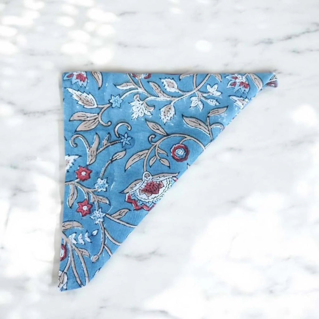 Blue & Red Floral Print Napkins Set of 4 - Distinctly Living