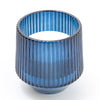 Blue Small Ridged Glass Candle Midnight Pomegranate Scent 8cm - Distinctly Living